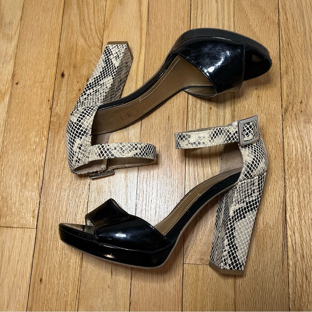 BCBG Patent Leather and Snakeskin Heels